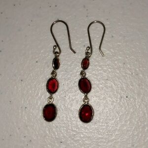 Beautiful artisan garnet and silver earrings new